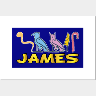 JAMES-American names in hieroglyphic letters-James, name in a Pharaonic Khartouch-Hieroglyphic pharaonic names Posters and Art